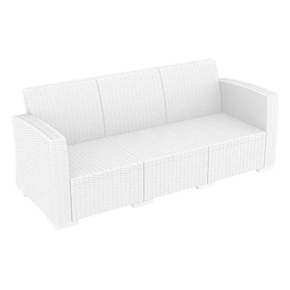 MONACO RESIN PATIO SOFA WHITE WITH SUNBRELLA NATURAL CUSHION