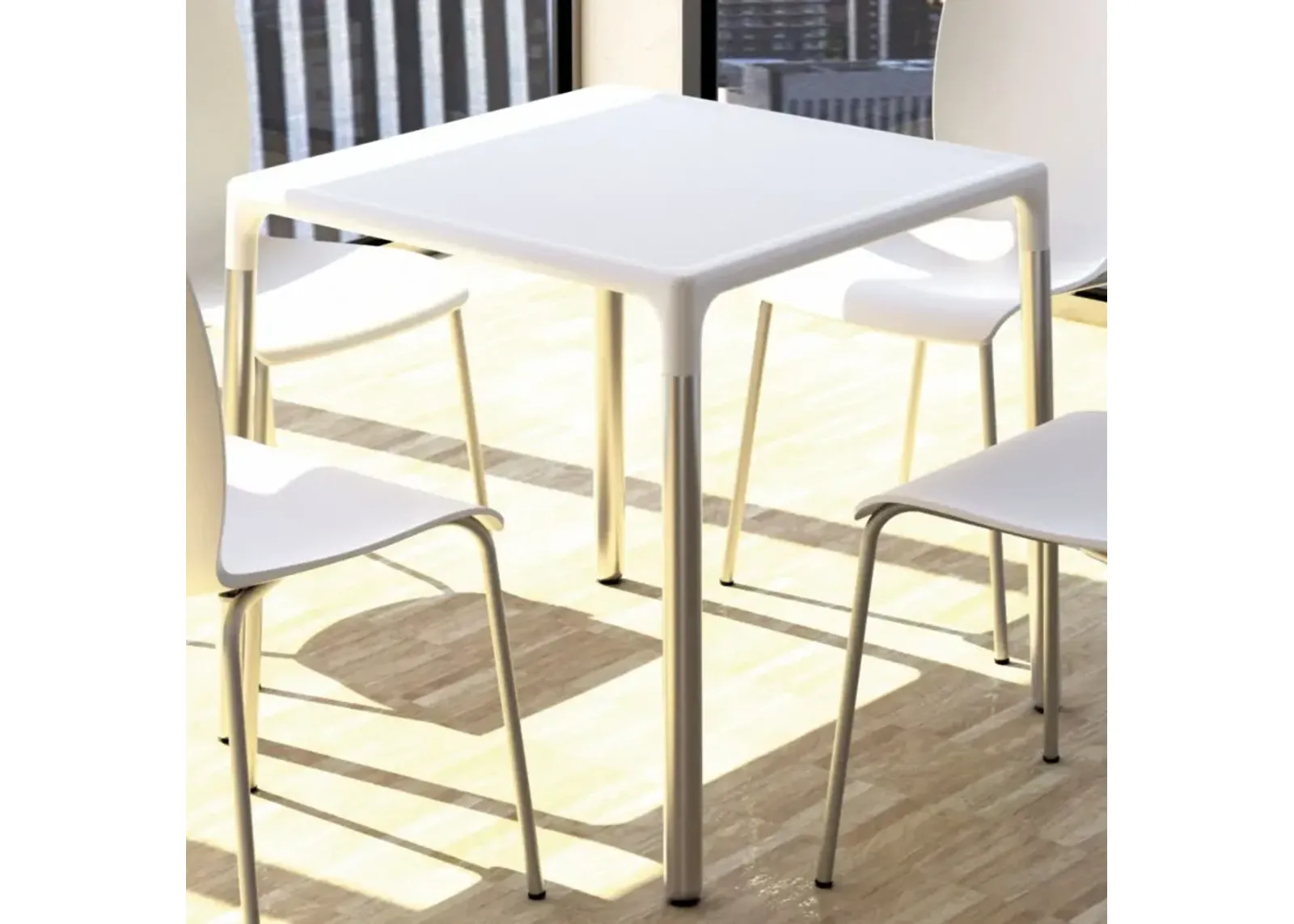 Compamia 28 Inch Mango Alu Outdoor Square Dining Table White