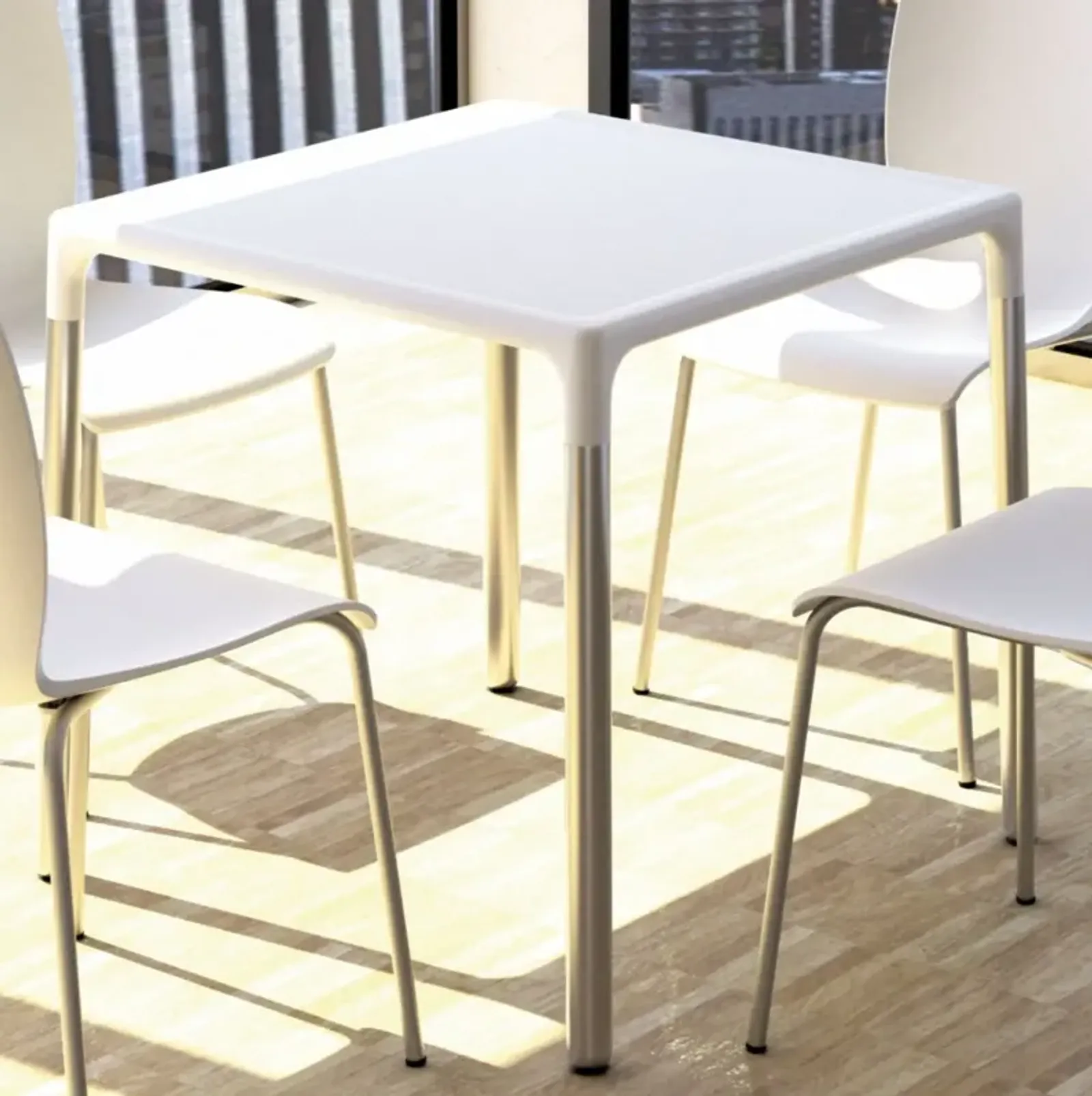 Compamia 28 Inch Mango Alu Outdoor Square Dining Table White