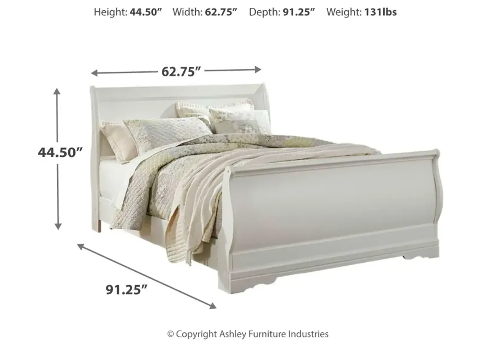 Ashley Anarasia White Queen Sleigh Bed