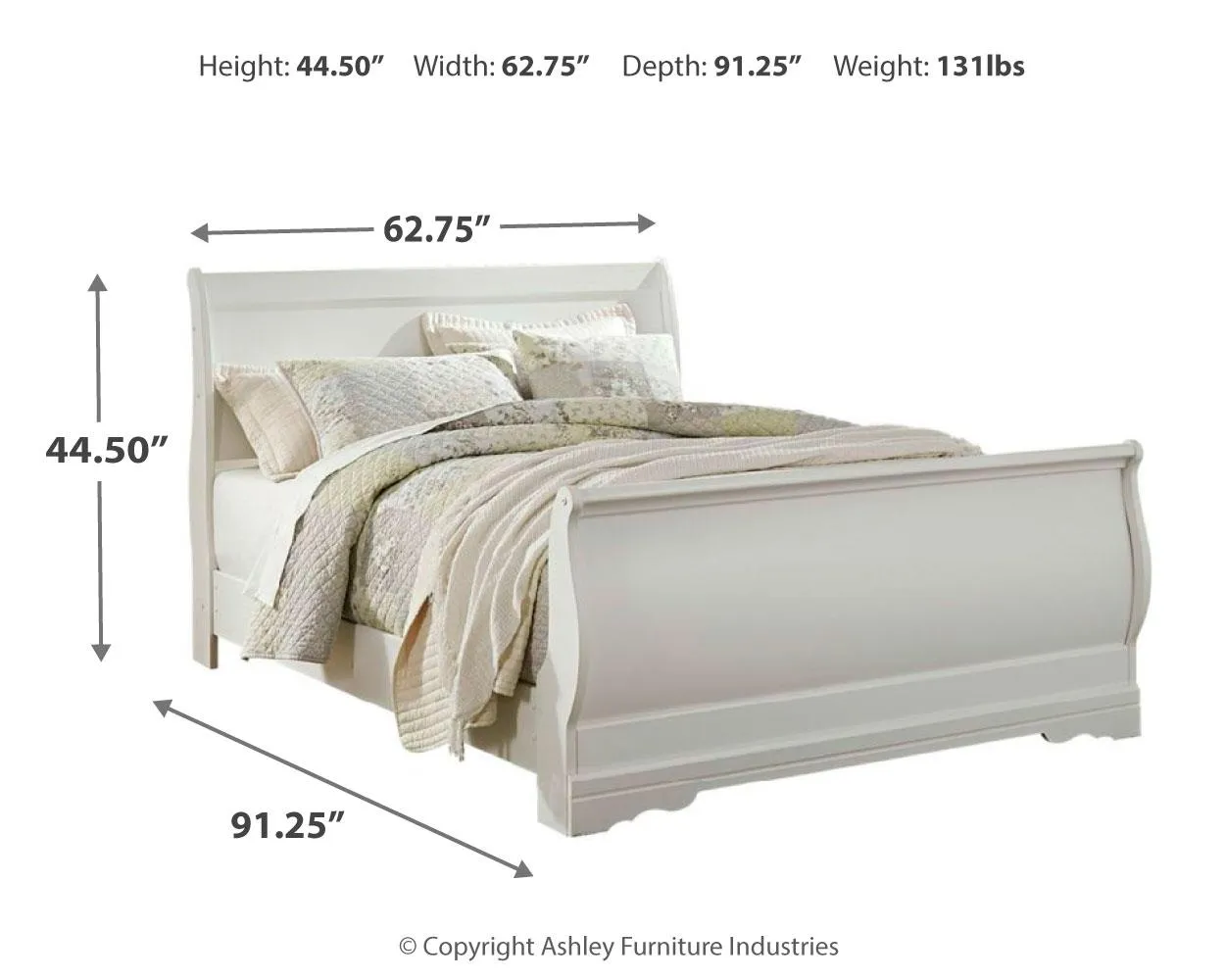 ANARASIA QUEEN SLEIGH BED WHITE SIGNATURE DESIGN