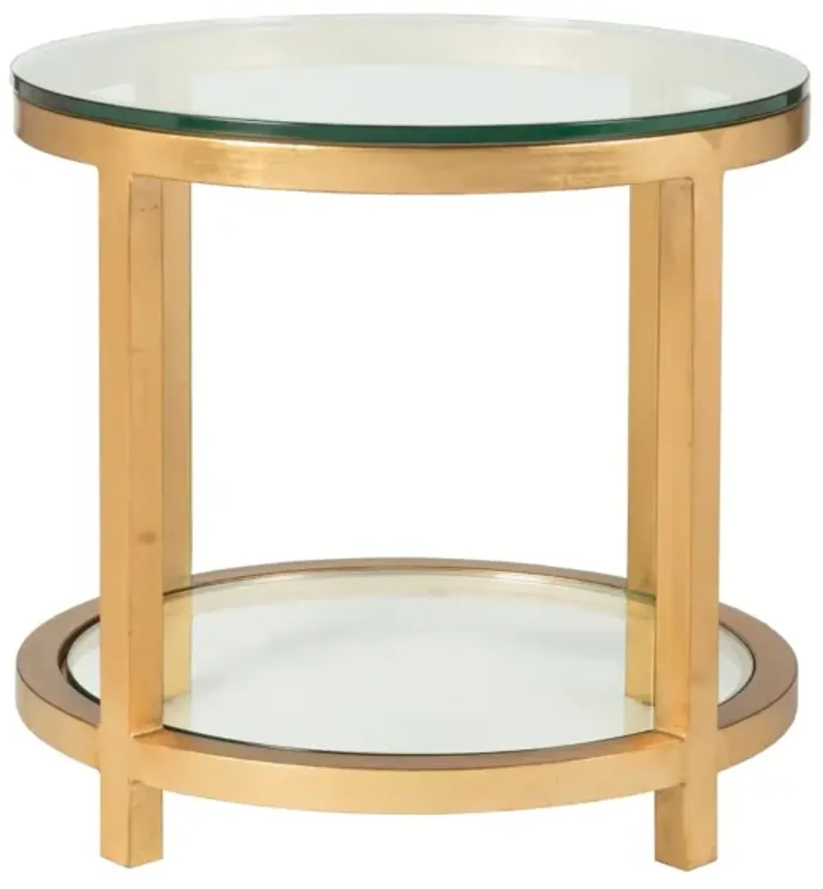 Artistica Home by Lexington Metal Designs Per Se 28 Inch Round Metal End Table Gold Leaf/Clear