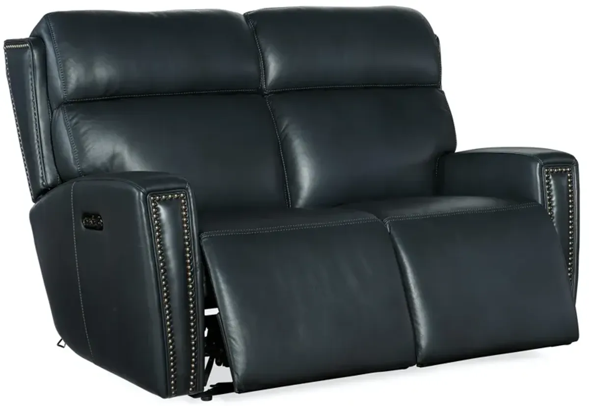 Hooker Furniture Ruthe Salvo Denim Zero Gravity Power Recline Leather Loveseat with Power Headrest