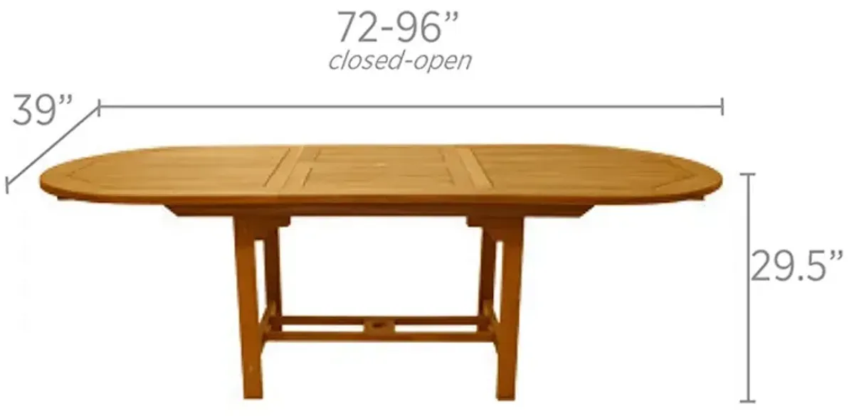 Royal Teak Outdoor Family Oval Medium Expansion Dining Table