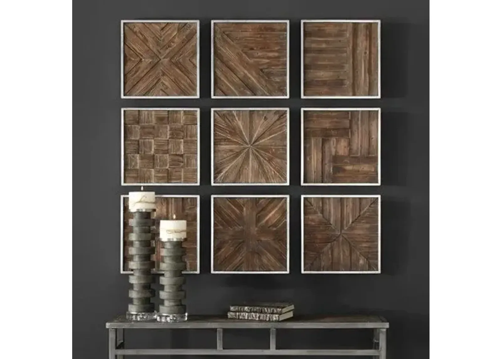 Uttermost Bryndle 9-Piece Rustic Wooden Squares