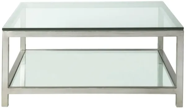 Artistica Home by Lexington Metal Designs Per Se 42 Inch Square Metal Cocktail Table Silver Leaf/Clear