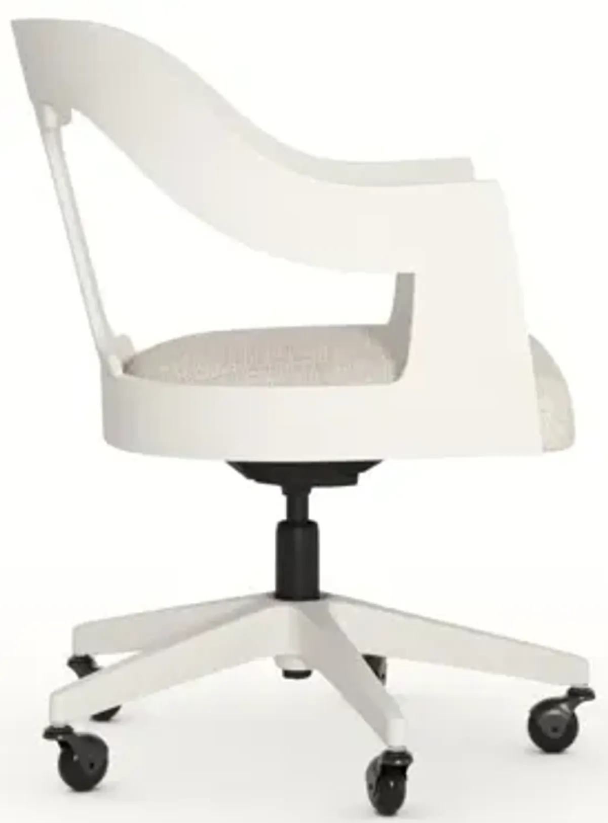 Casa Inspirata Crescent Lino Bianco White Home Office Desk Chair