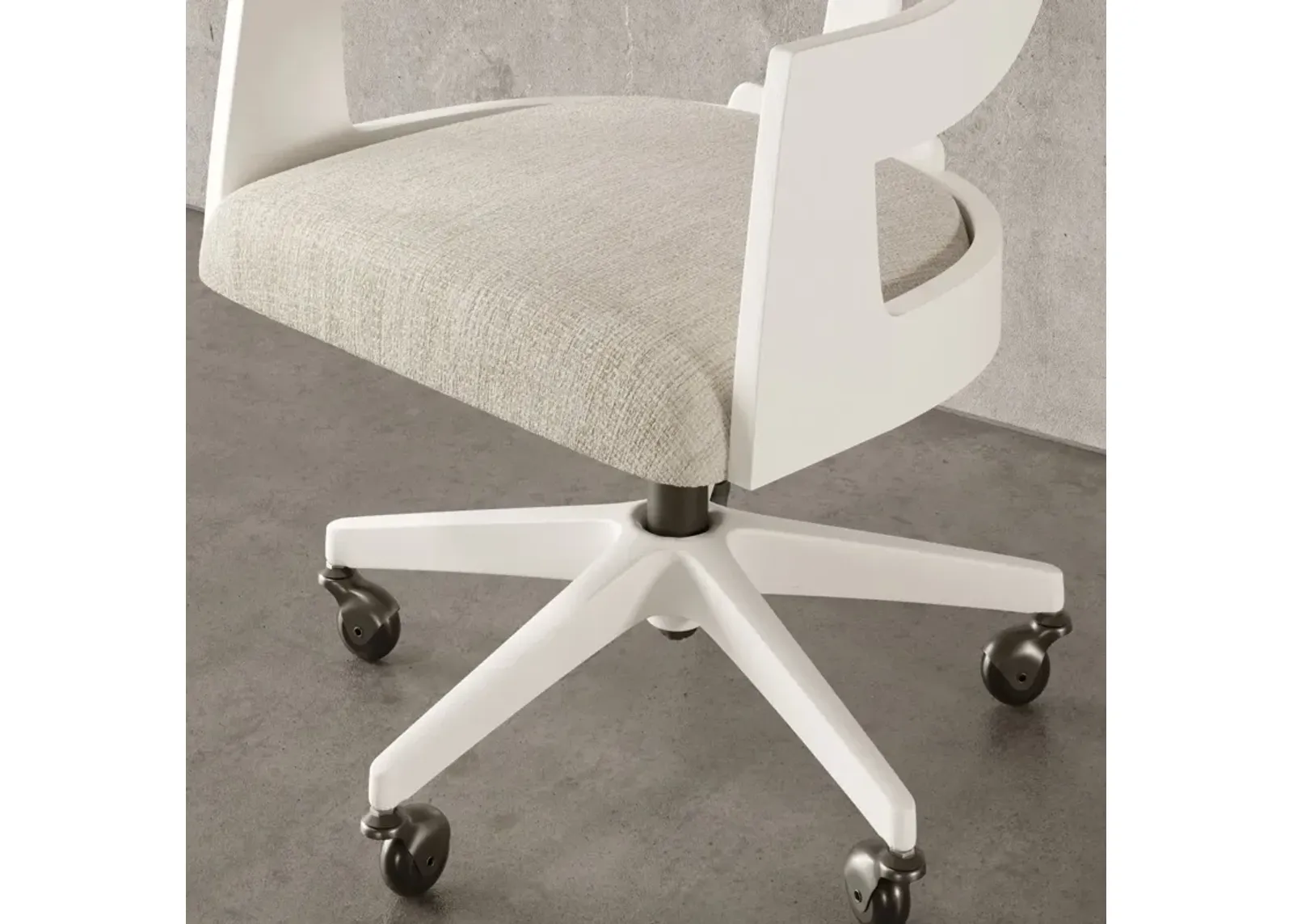 Casa Inspirata Crescent Lino Bianco White Home Office Desk Chair