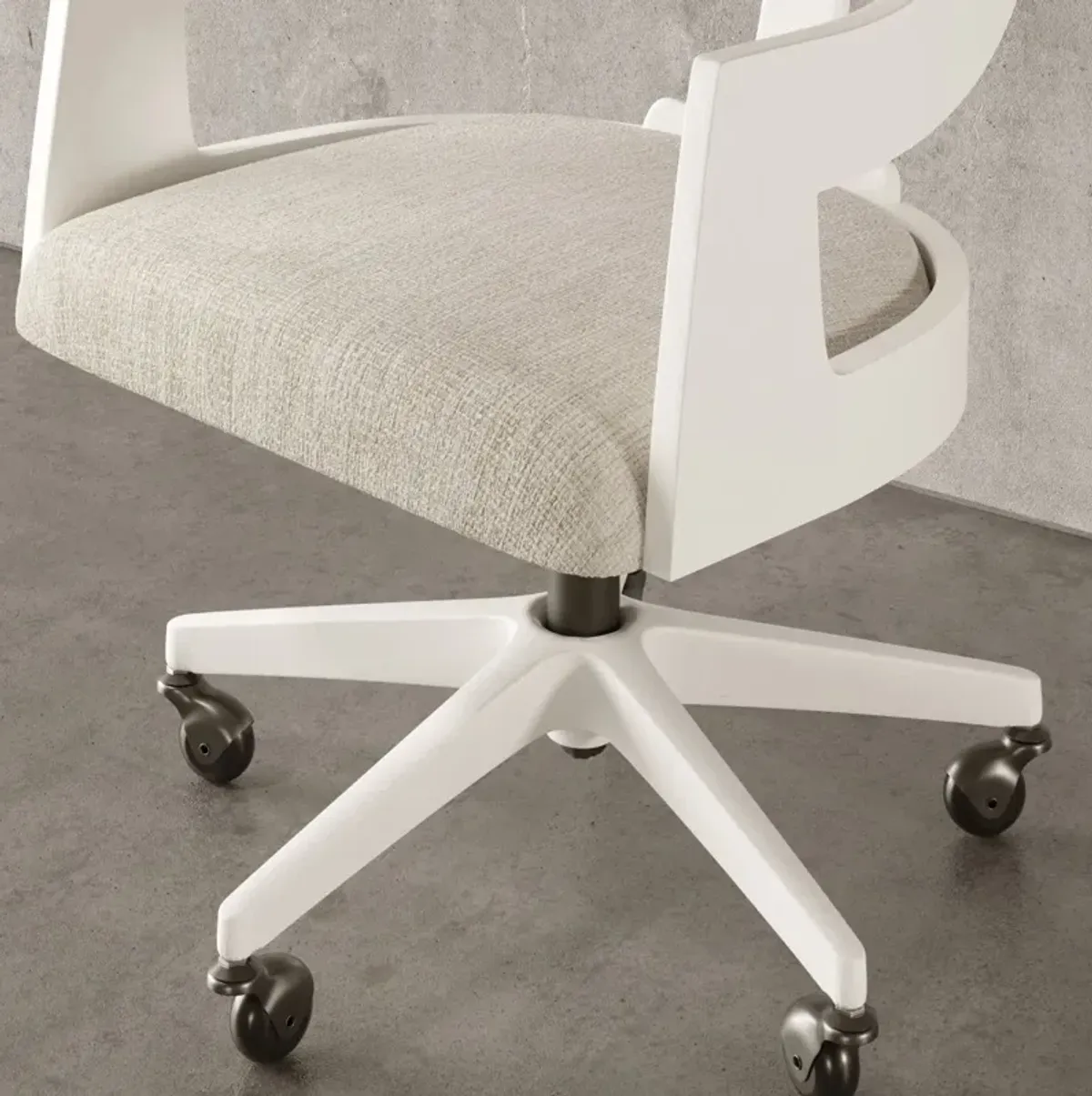 Casa Inspirata Crescent Lino Bianco White Home Office Desk Chair