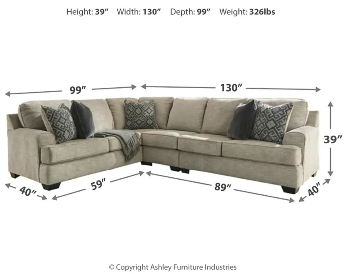 Ashley Bovarian 3-Piece Sectional Casual Stone