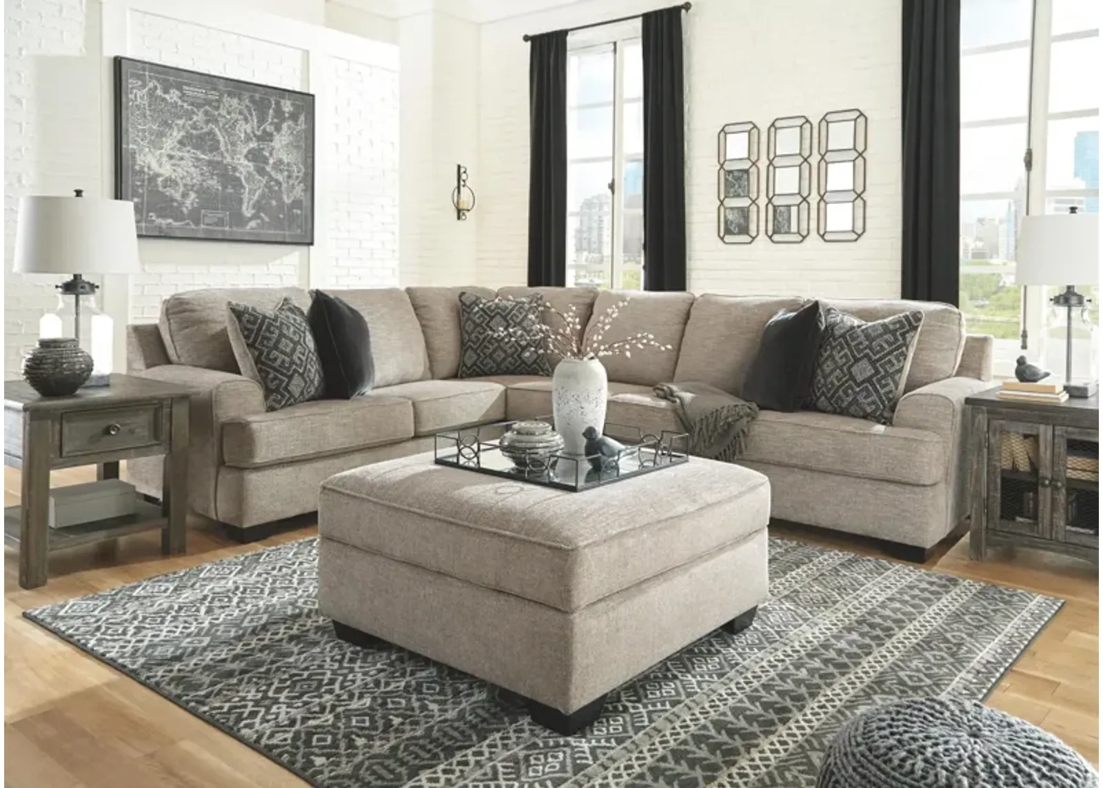 Ashley Bovarian 3-Piece Sectional Casual Stone