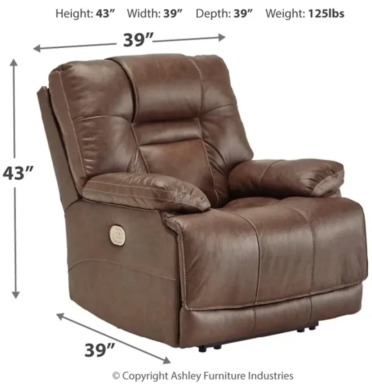 Ashley Wurstrow Umber Power Recliner with Adjustable Headrest