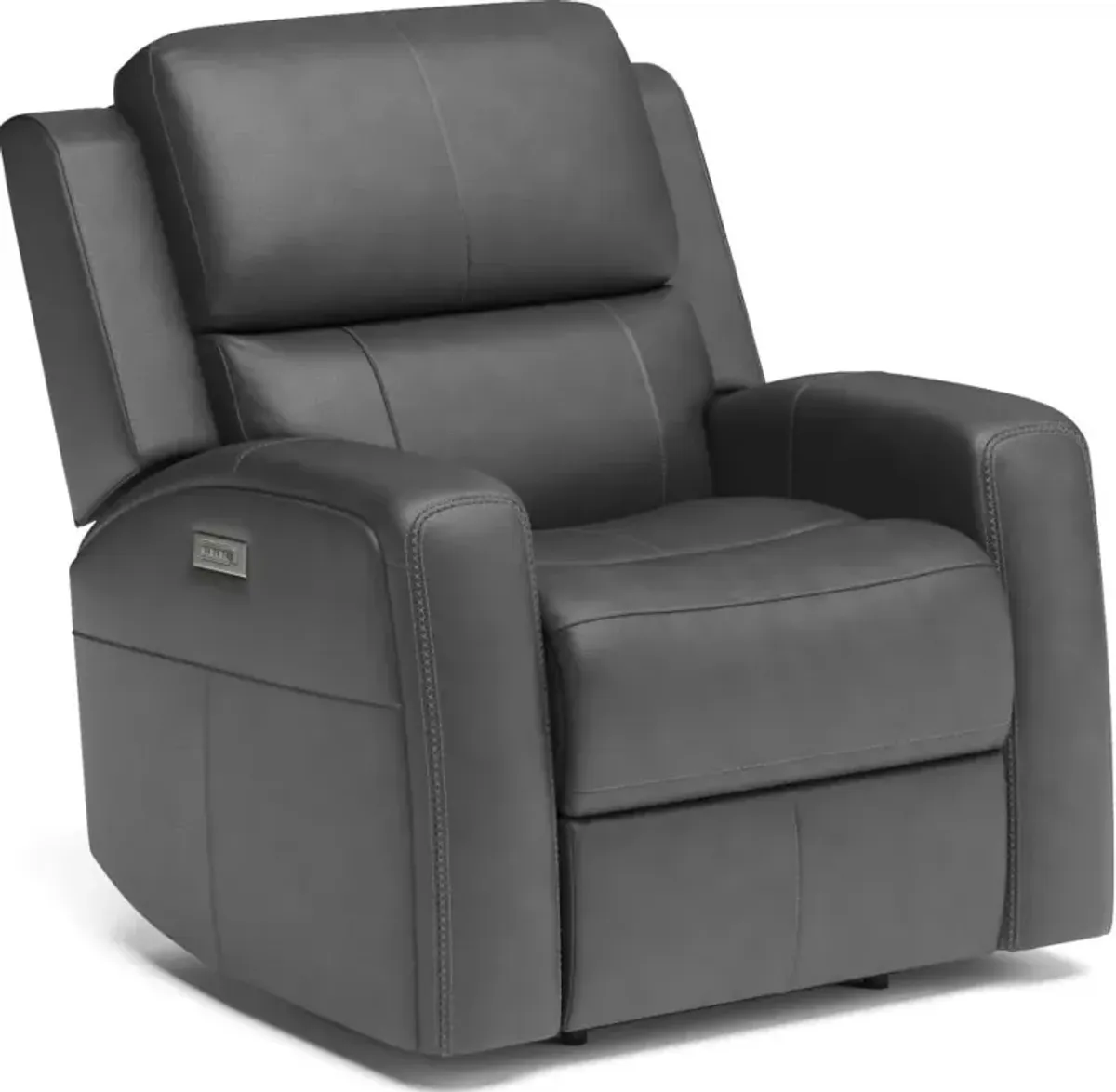 Flexsteel Linden Black Power Leather Recliner with Power Headrest & Lumbar