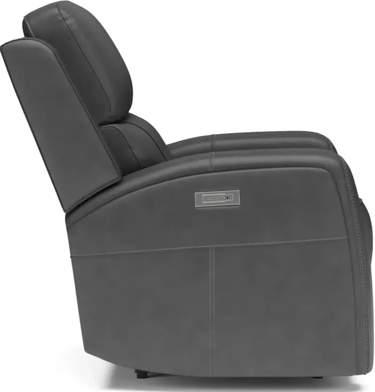 Flexsteel Linden Black Power Leather Recliner with Power Headrest & Lumbar