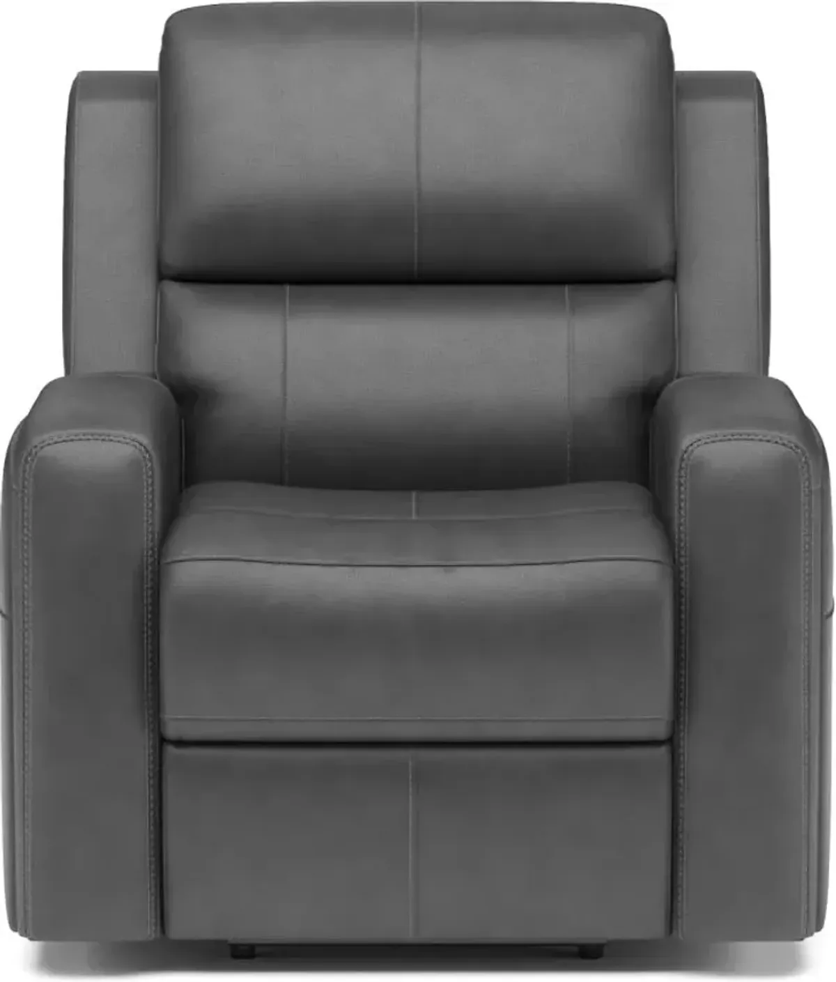 Flexsteel Linden Black Power Leather Recliner with Power Headrest & Lumbar