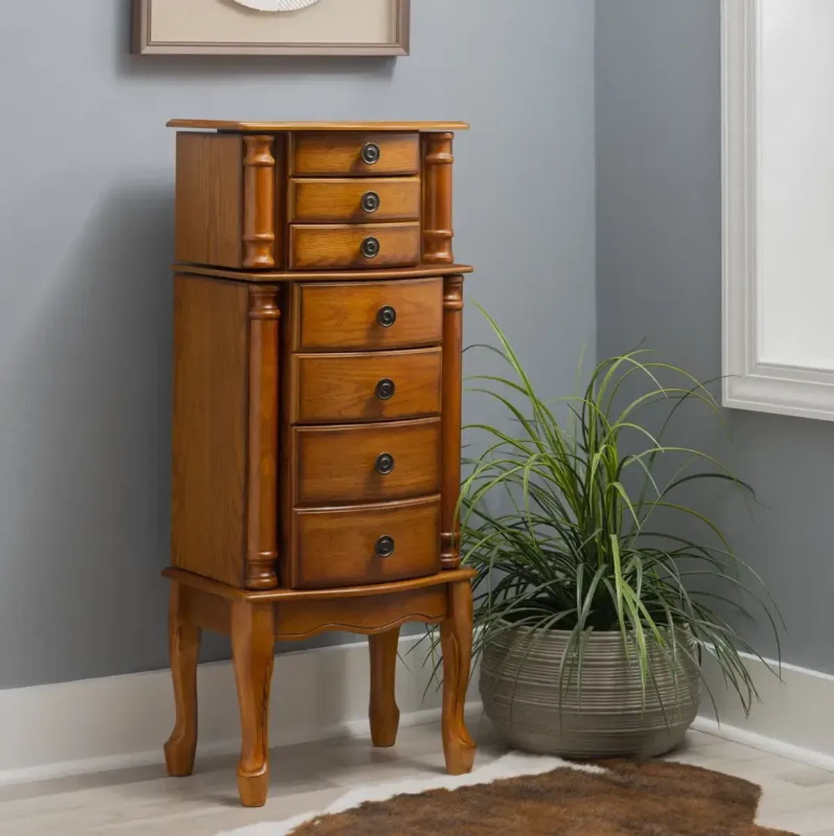 Powell Woodland Oak Jewelry Armoire