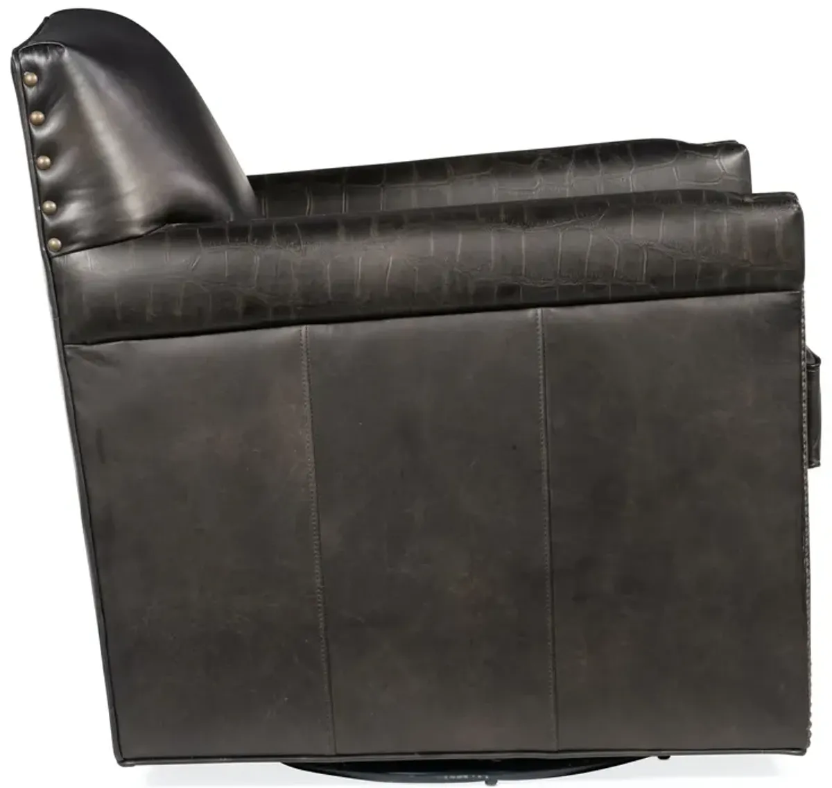 POTTER OLD SADDLE FUDGE LEATHER SWIVEL CLUB CHAIR