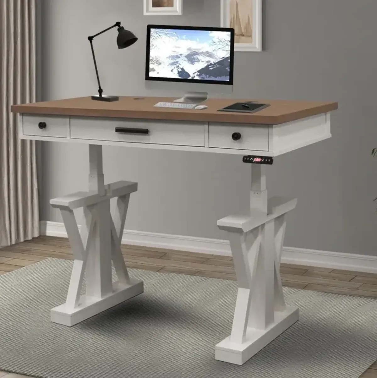 Parker House Americana Modern Collection 56 Inch Power Lift Desk Cotton Color