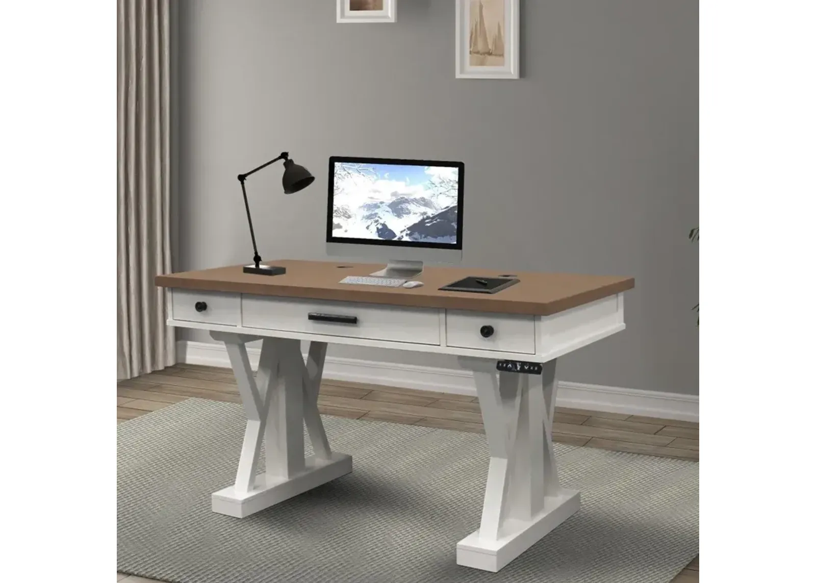 Parker House Americana Modern Collection 56 Inch Power Lift Desk Cotton Color