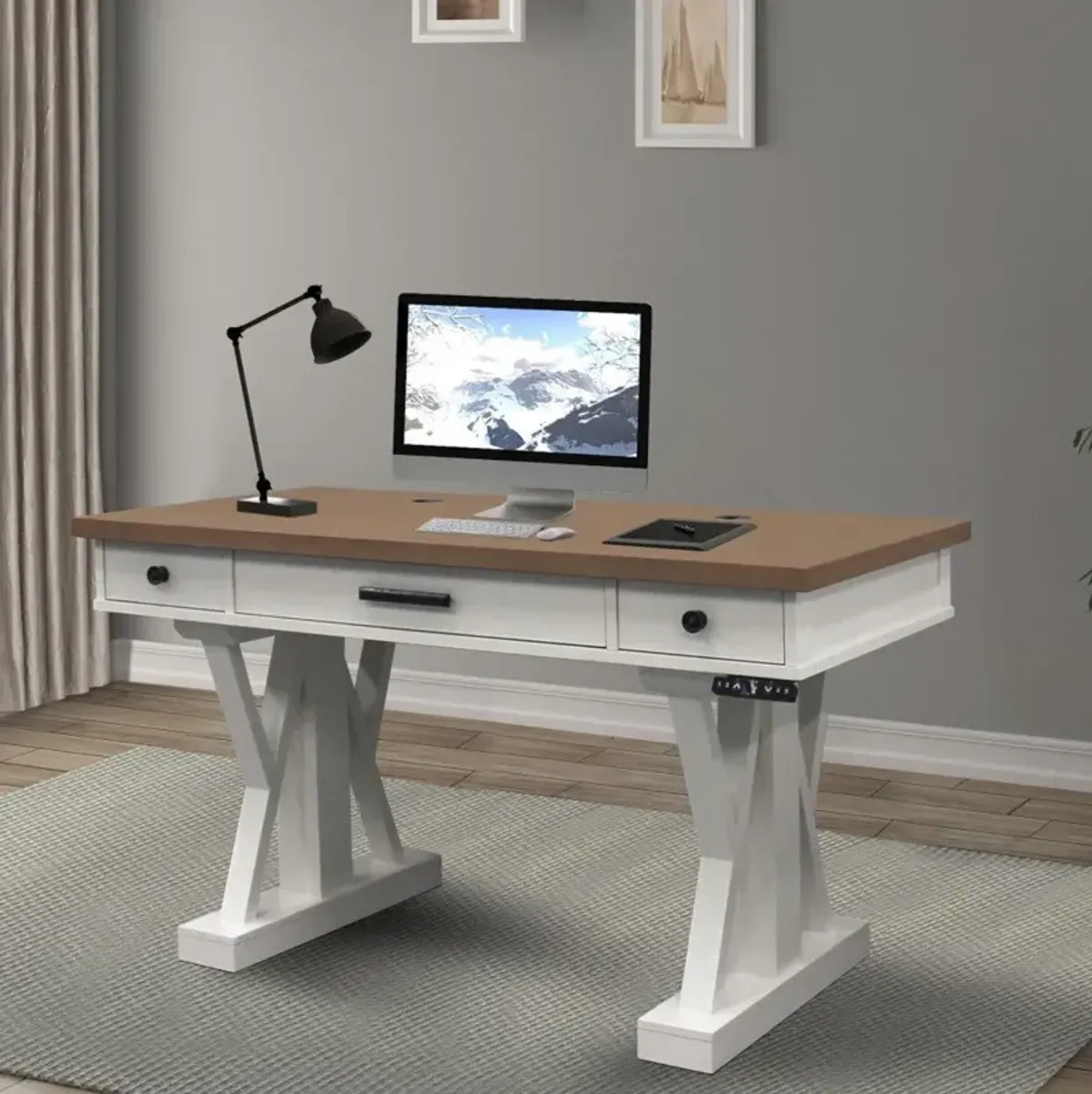 Parker House Americana Modern Collection 56 Inch Power Lift Desk Cotton Color