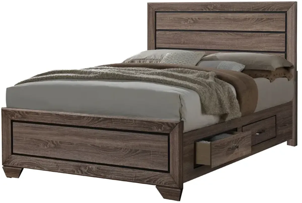 Coaster Kauffman Wood King Storage Panel Bed Washed Taupe