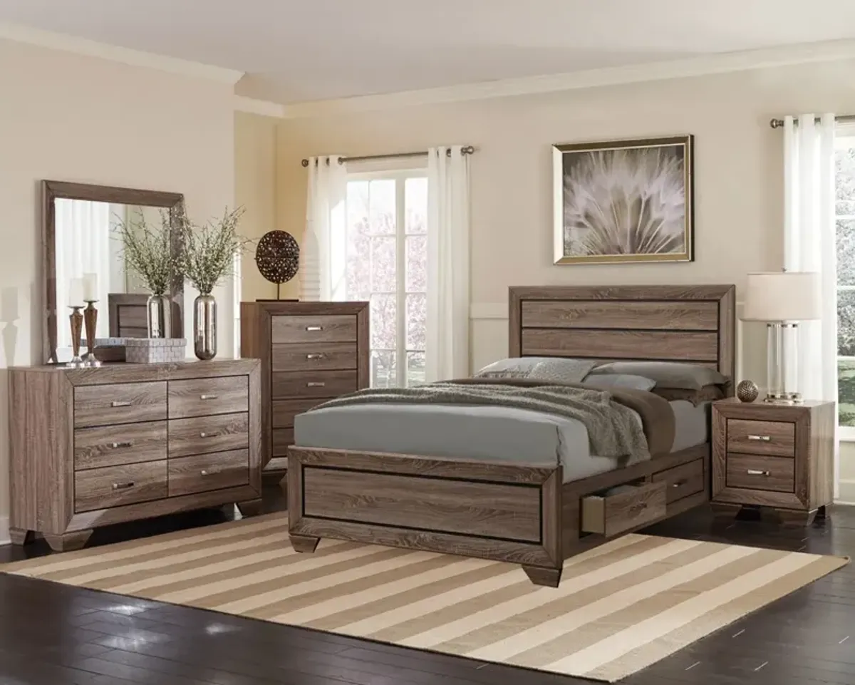 Coaster Kauffman Wood King Storage Panel Bed Washed Taupe