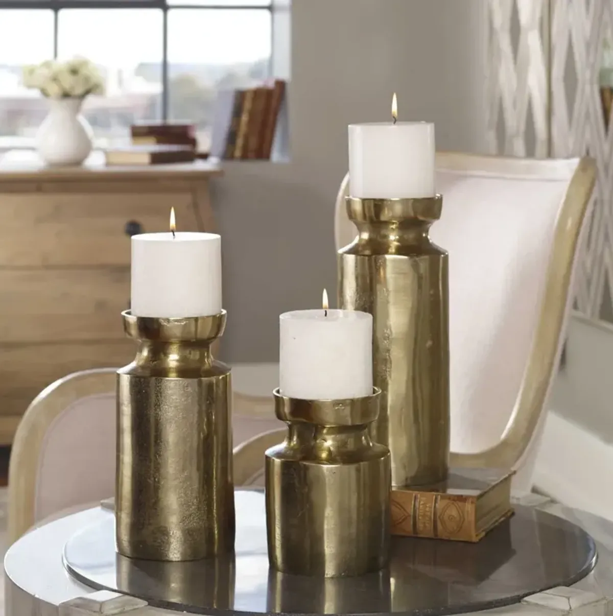 Uttermost Amina Antiqued Brass Candle Holders