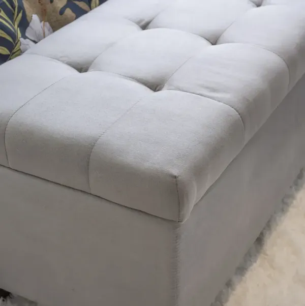 Linon Carmen Grey Shoe Storage Ottoman