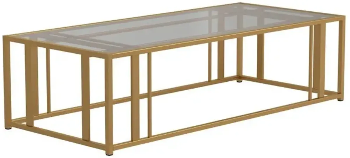 Coaster Adri Rectangular Glass Top Coffee Table Matte Brass