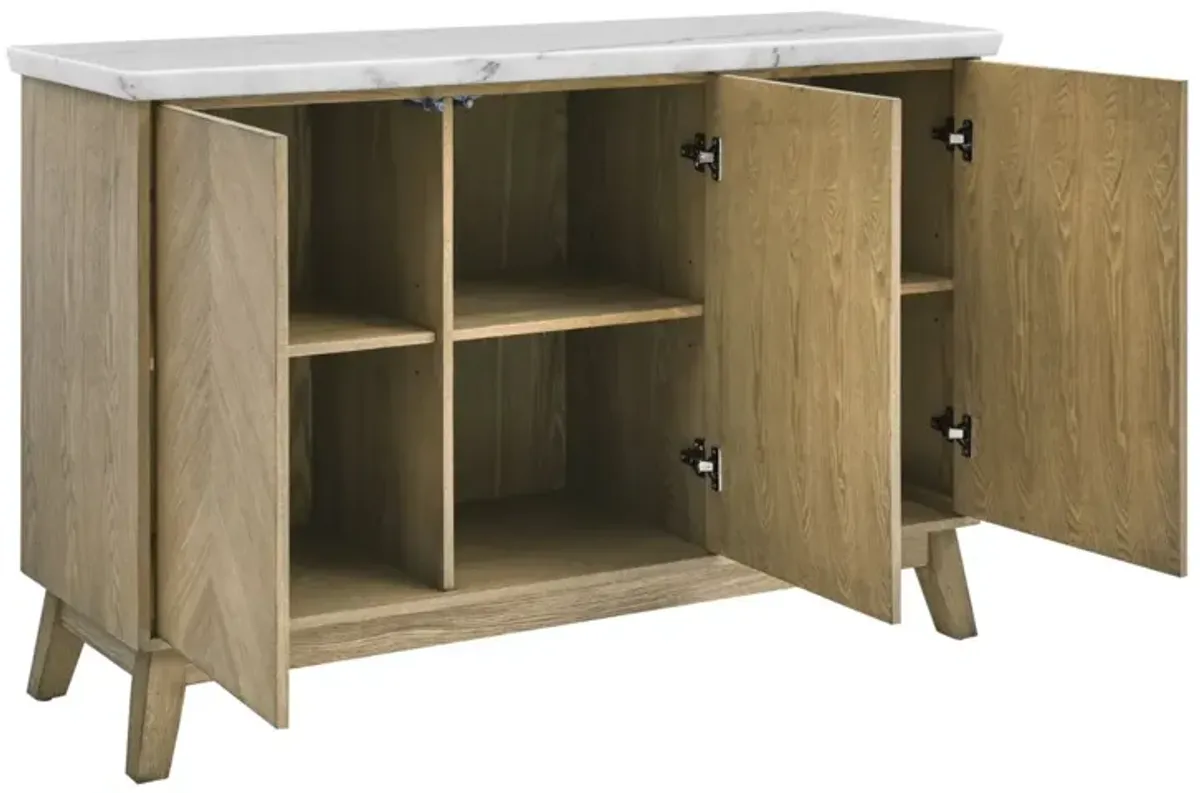 Steve Silver Vida White Marble Top Server In Burnished Blonde