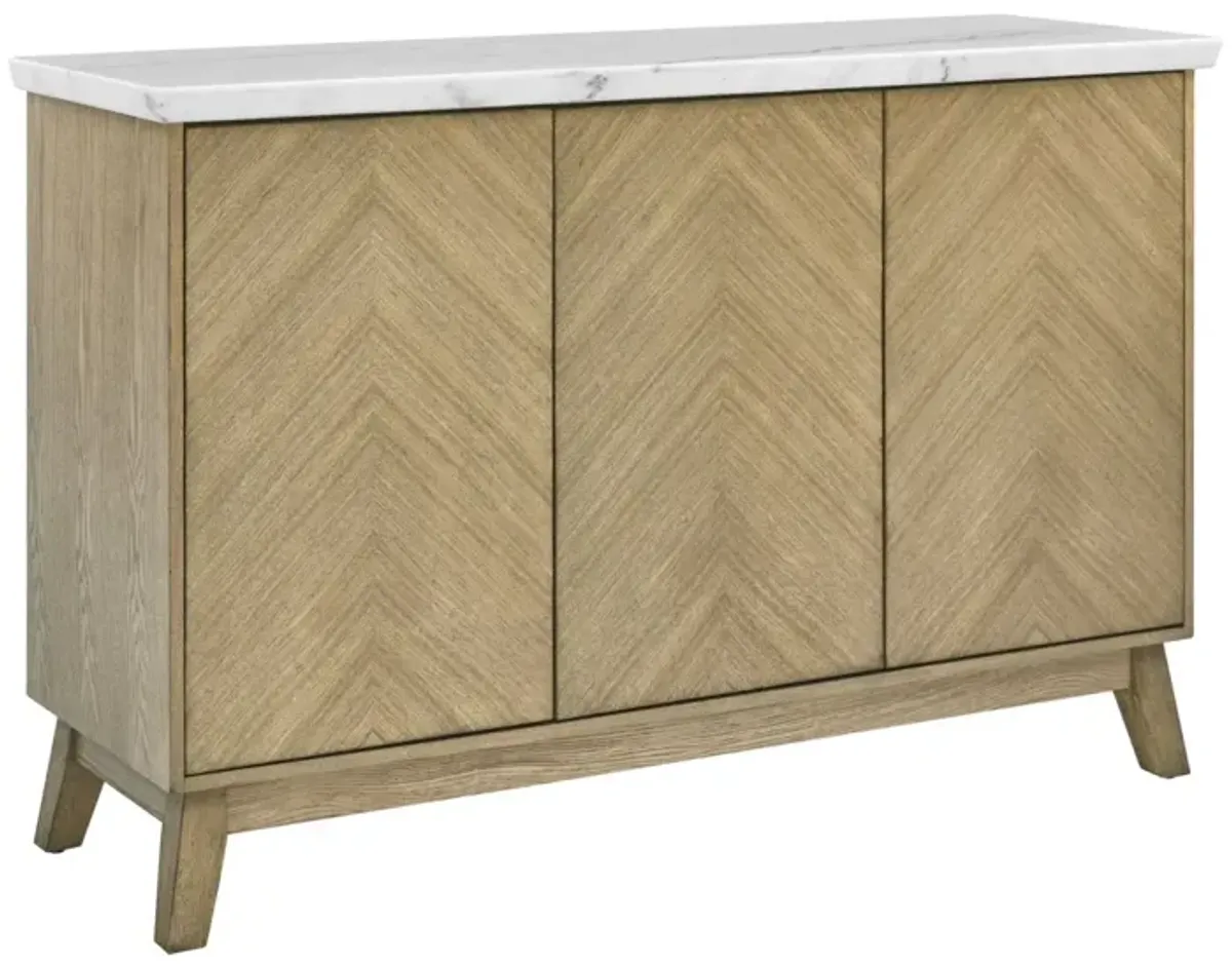 Steve Silver Vida White Marble Top Server In Burnished Blonde