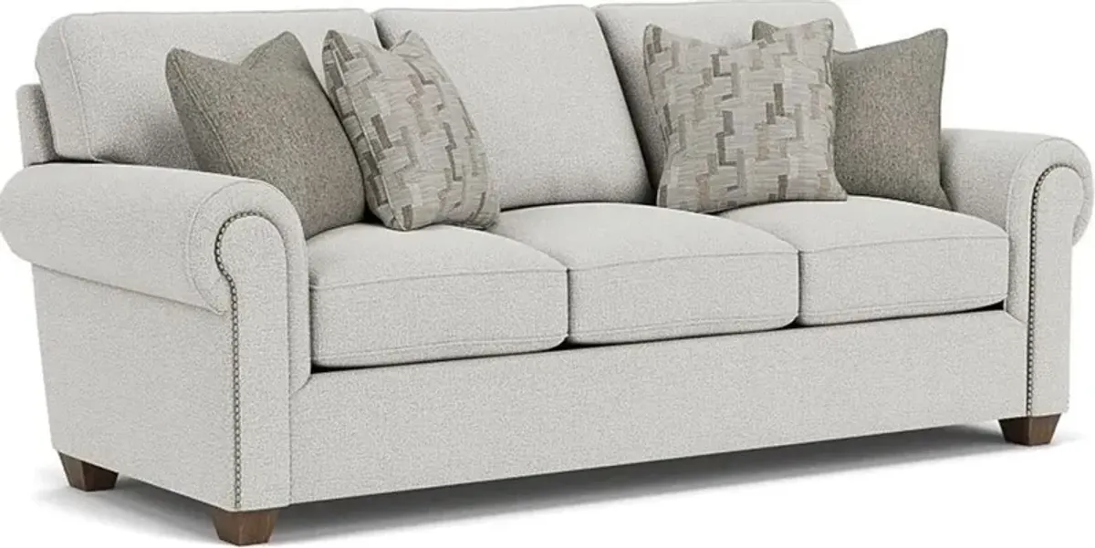 Flexsteel Carson Silver Glacier Sofa with Nailhead Trim