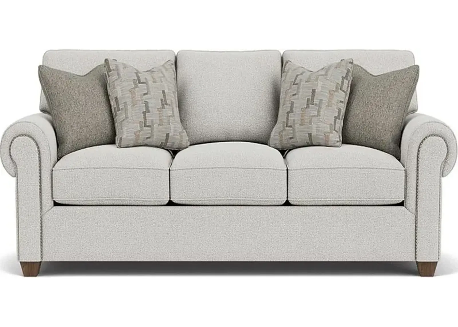 Flexsteel Carson Silver Glacier Sofa with Nailhead Trim