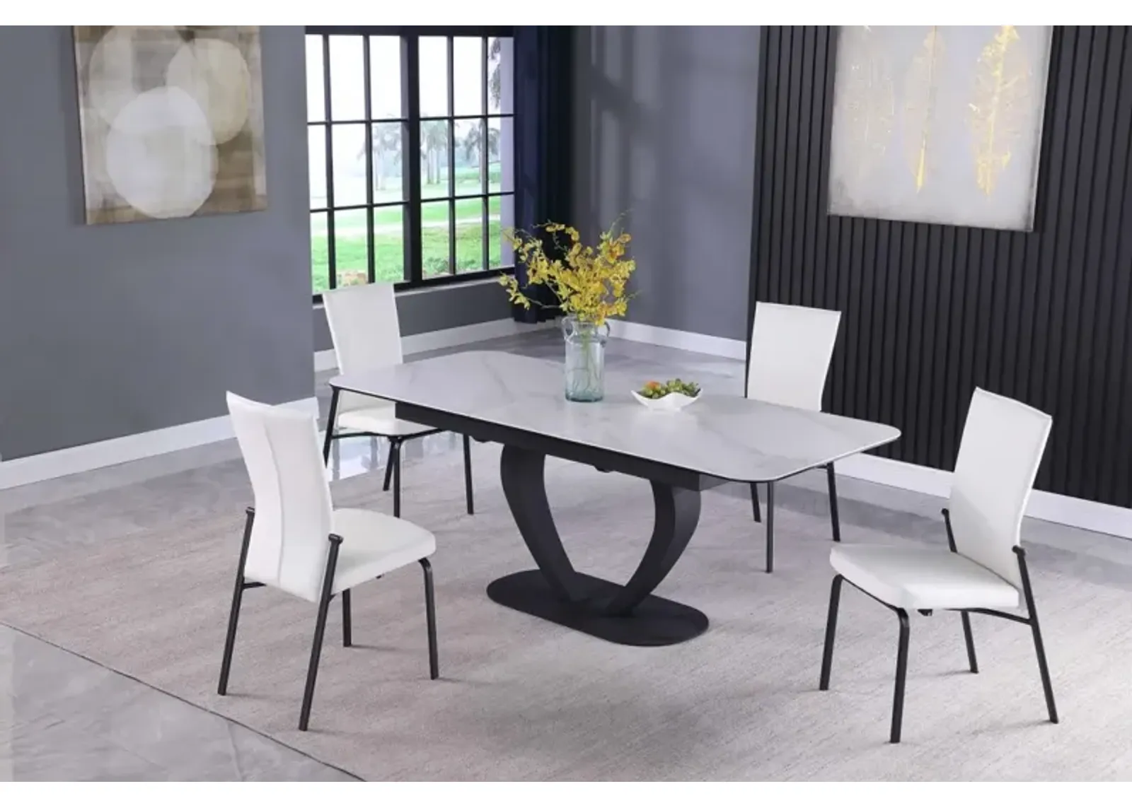 Chintaly Karlee Contemporary Extendable Sintered Stone Dining Table