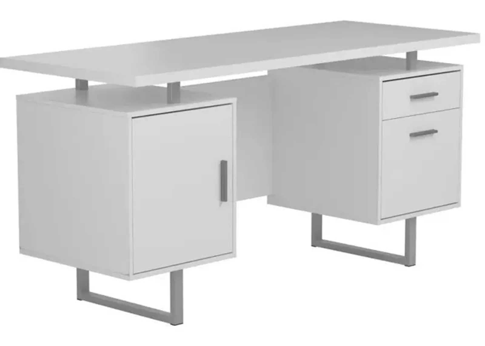 Coaster Lawtey 60 Inch 2-Drawer Computer Desk White High Gloss