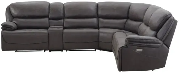 Steve Silver Plaza 6-Piece Power Leather Sectional In Smoked Gray