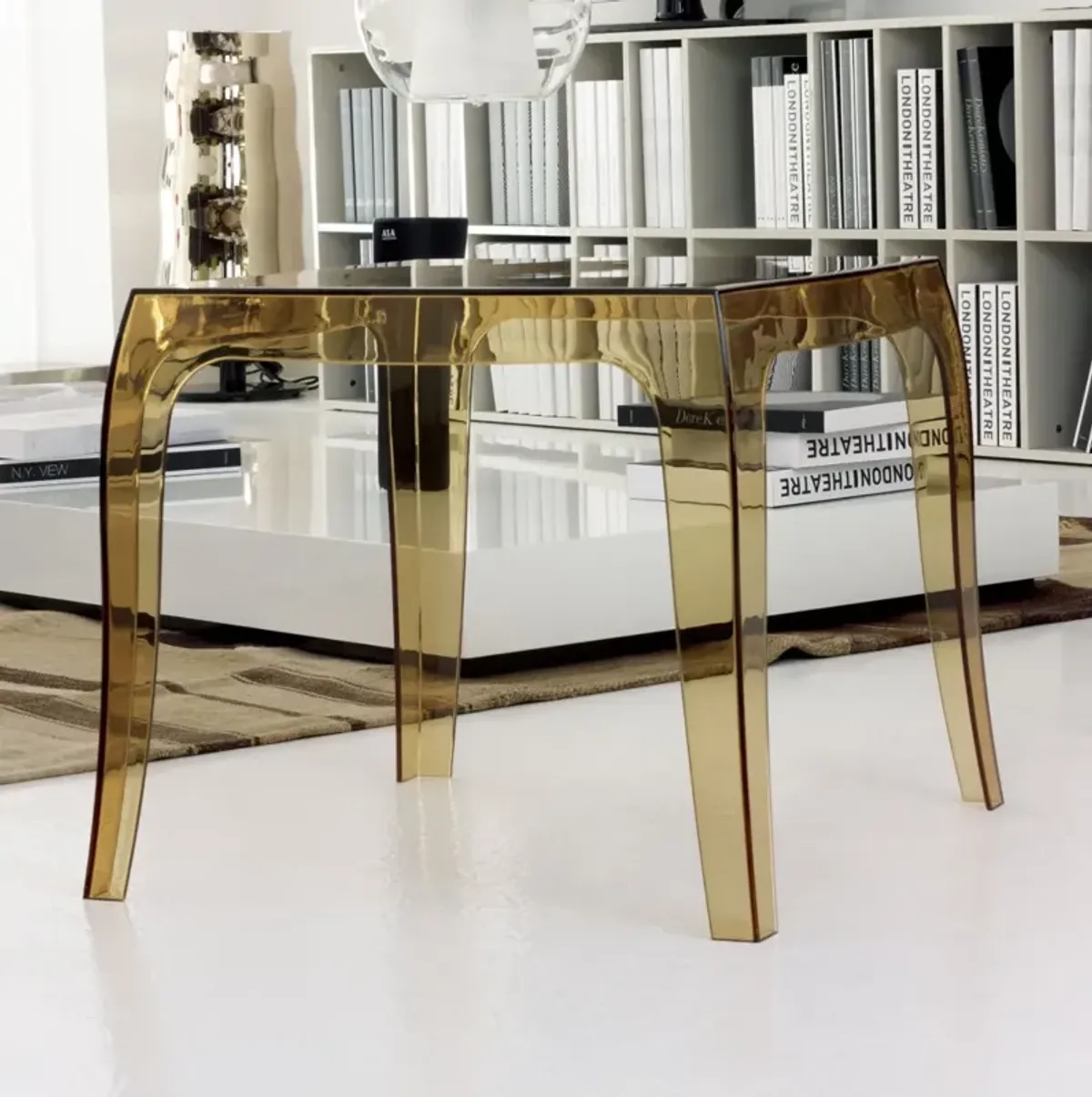 Compamia Queen Polycarbonate Side Table Transparent Amber