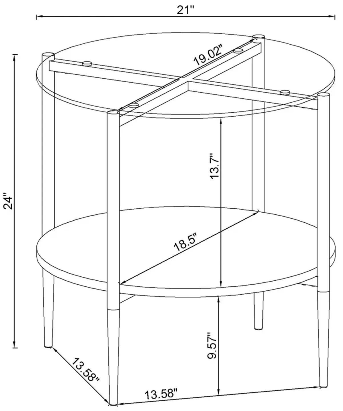 Coaster Cadee Round Glass Top End Table White & Chrome