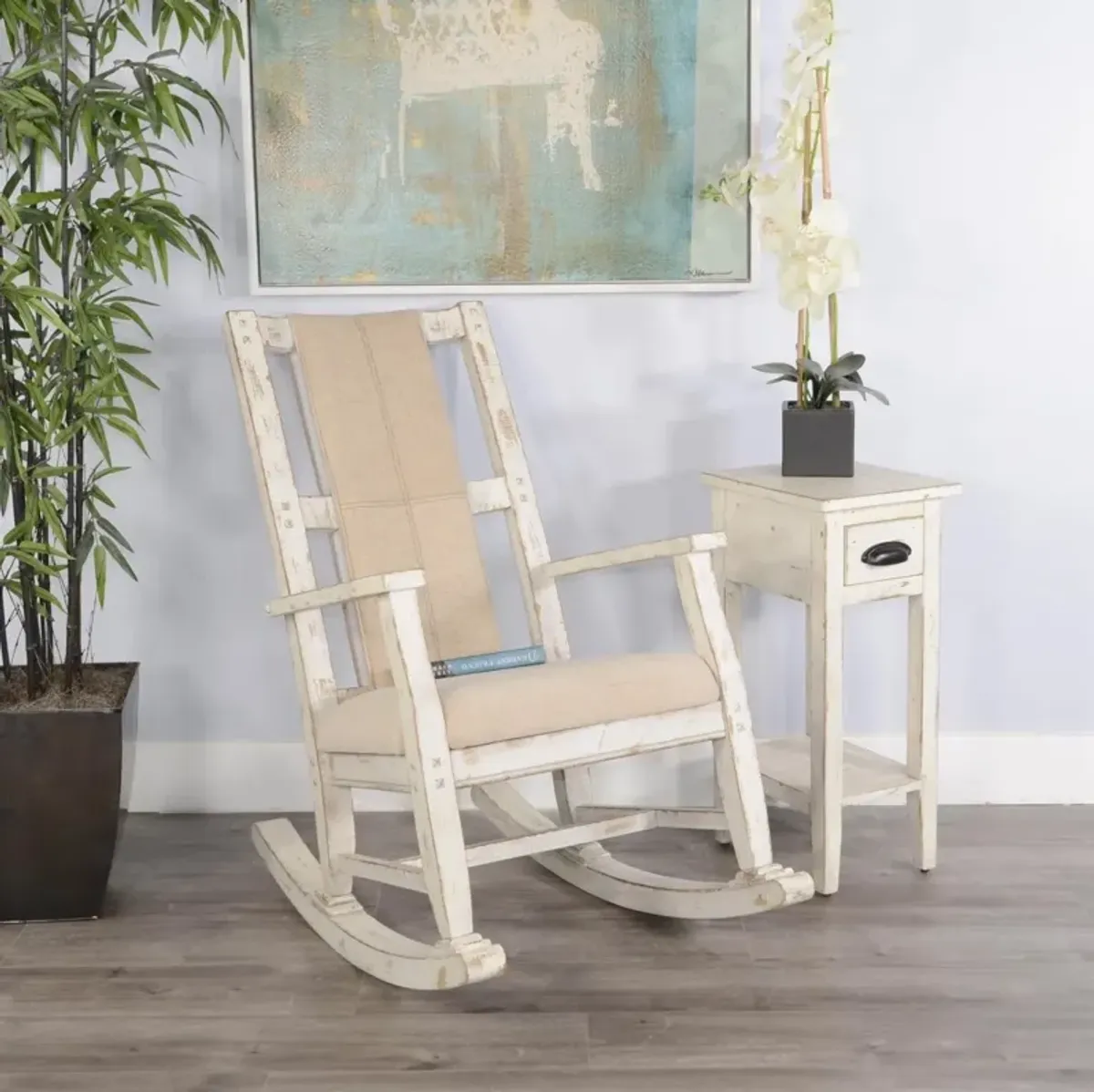 Sunny Designs Marina White Sand Rocker Cushioned Seat & Back