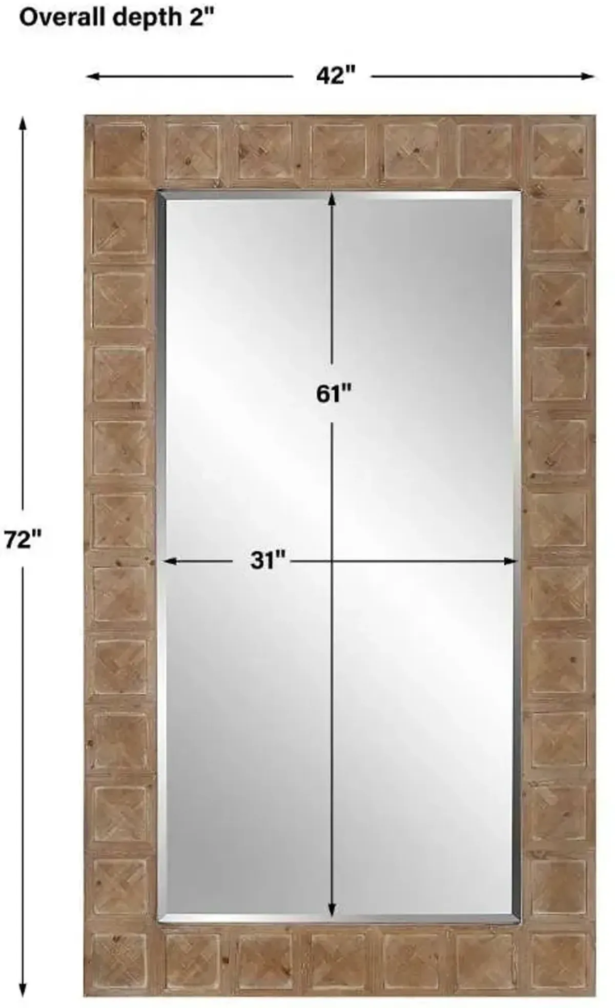 Uttermost Ranahan Light Brown Rectangular Floor Mirror