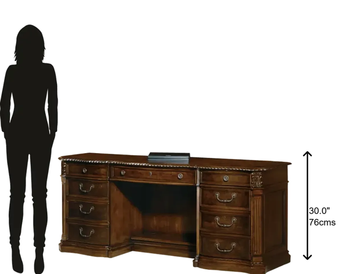 Hekman Executive Credenza Walnut Burl Old World