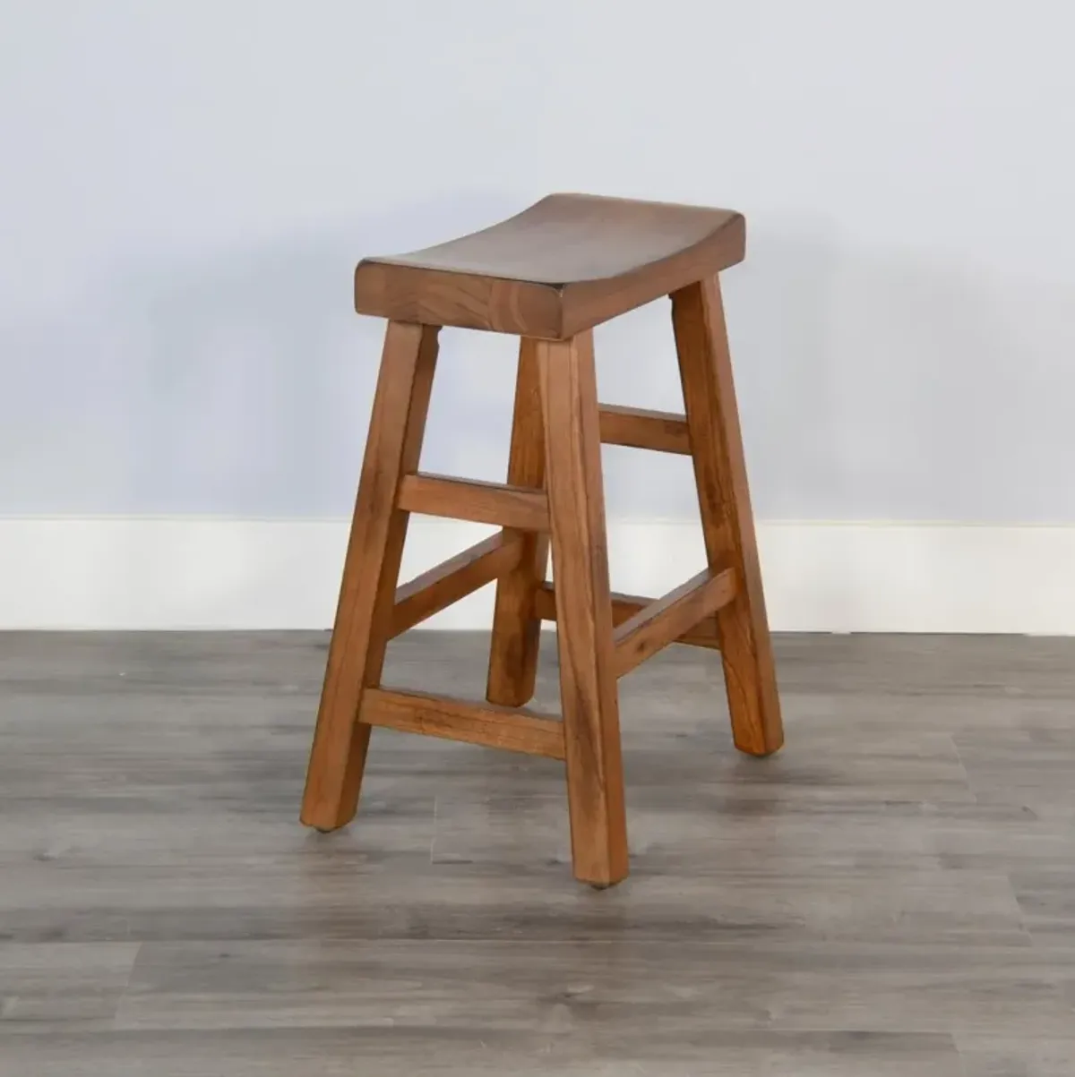 Sunny Designs Sedona Rustic Oak 24 Inch Saddle Seat Stool with Wood Seat