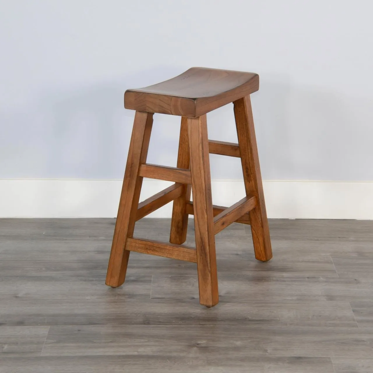 SEDONA RUSTIC OAK 24 INCH SADDLE SEAT STOOL WOOD SEAT