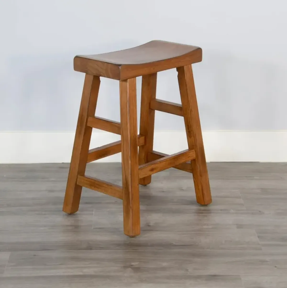 Sunny Designs Sedona Rustic Oak 24 Inch Saddle Seat Stool with Wood Seat