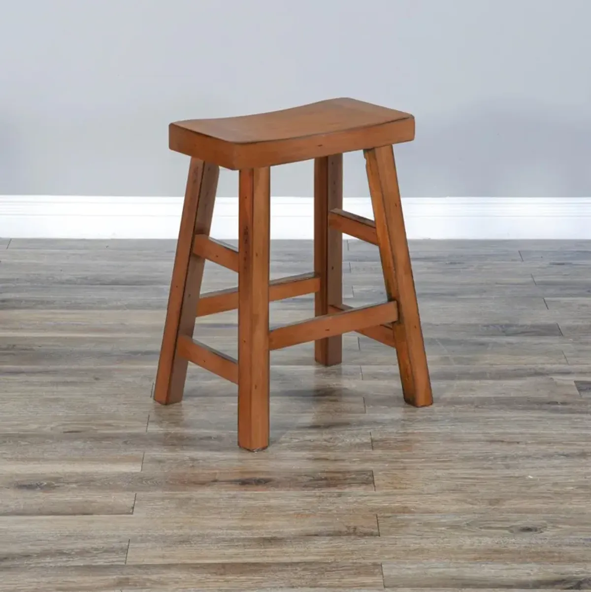 Sunny Designs Sedona Rustic Oak 24 Inch Saddle Seat Stool with Wood Seat