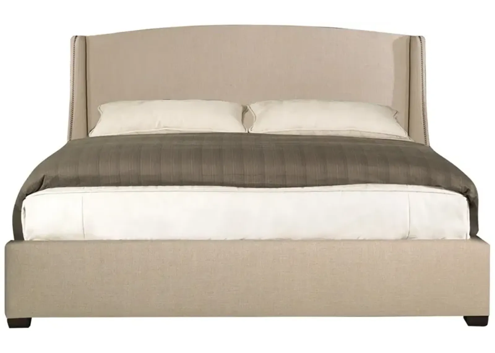 Bernhardt Contemporary Taupe Upholstered Platform Bed with Wingback Headboard