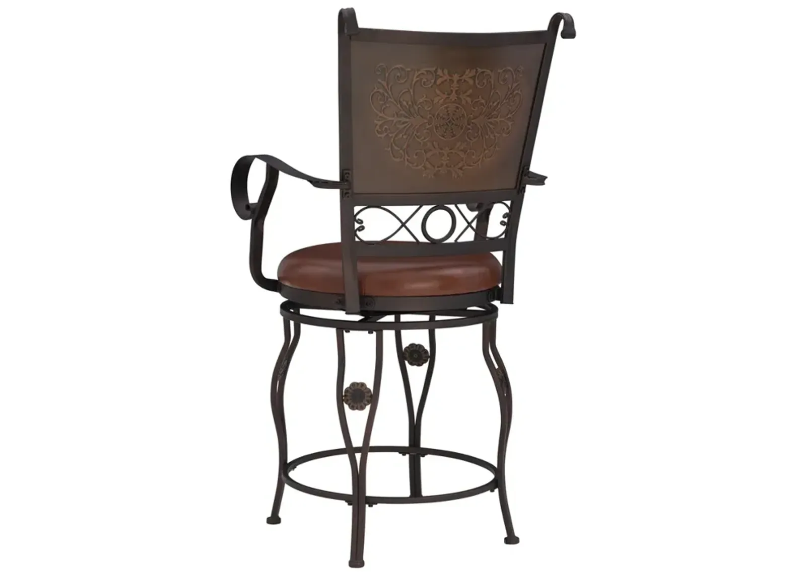 Powell Big & Tall Copper Stamped Back Counter Stool with Arms