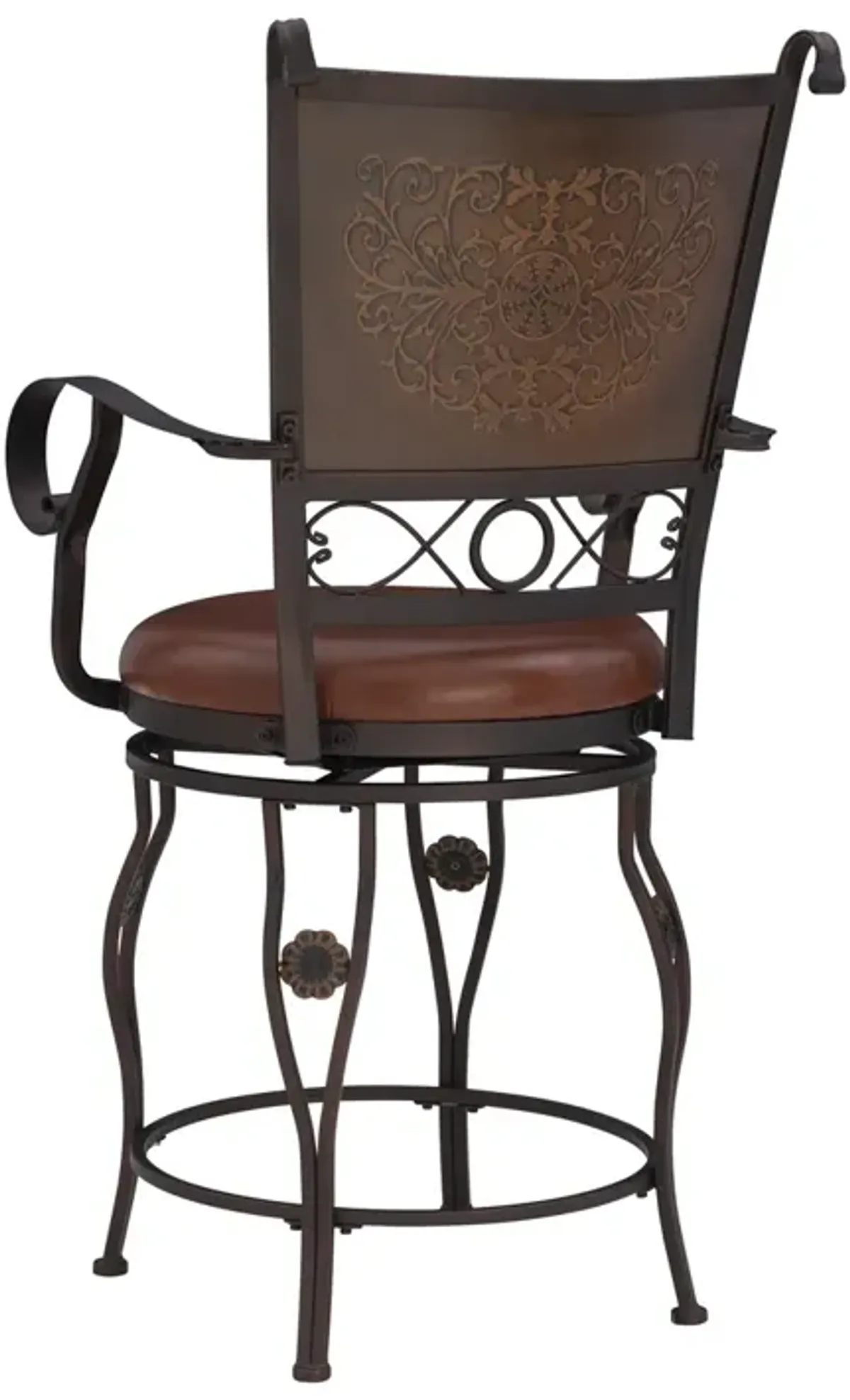 Powell Big & Tall Copper Stamped Back Counter Stool with Arms