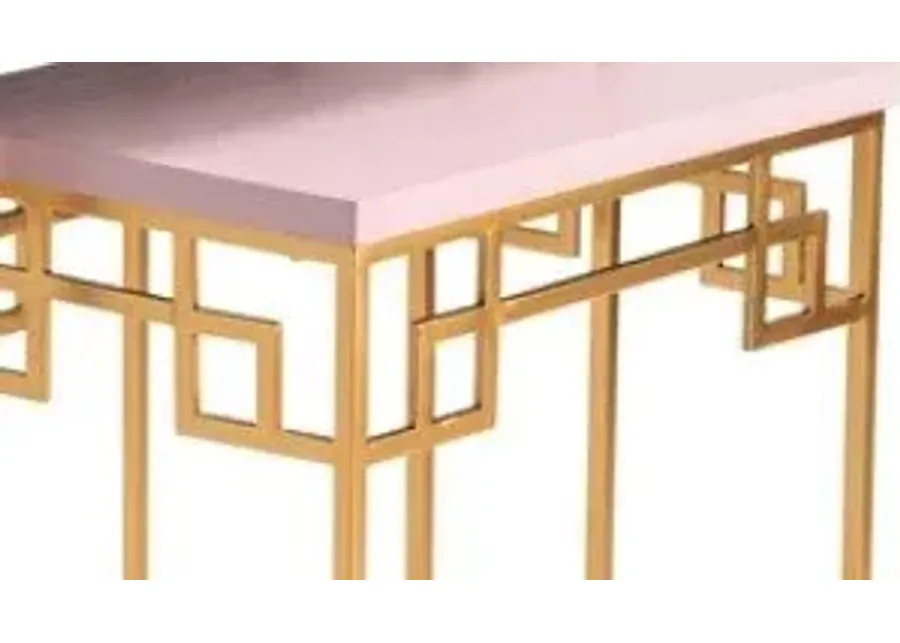 ROSLYN 2-PIECE GOLD/PINK NESTING TABLE SET