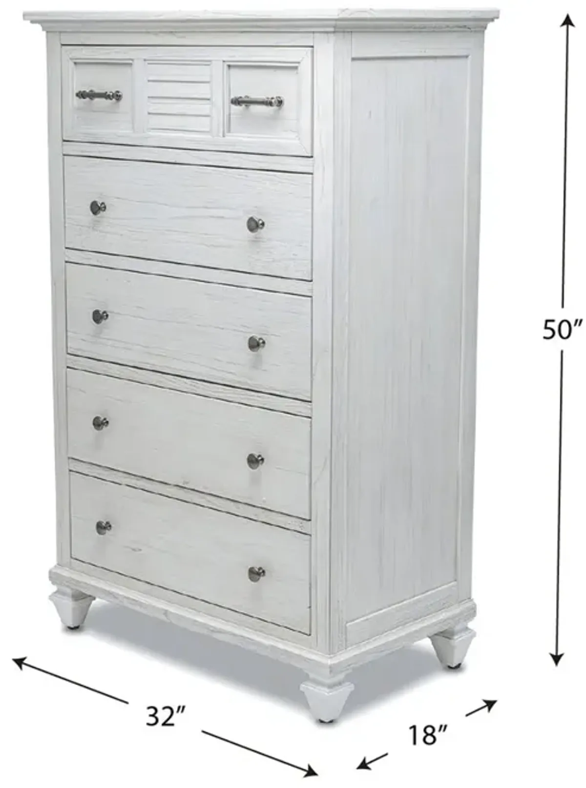 Seawinds Surfside 5-Drawer Weathered White Finish Chest